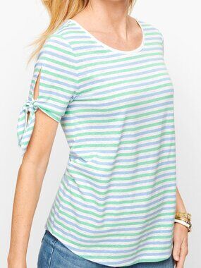 Talbots Blue and Green Striped Tee Size XL